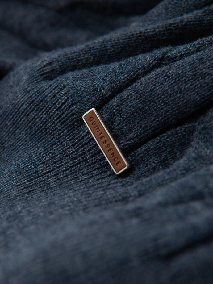 Pulover bărbătesc cu guler înalt și țesătură în carouri - albastru marin V3 OM-SWTN-0157