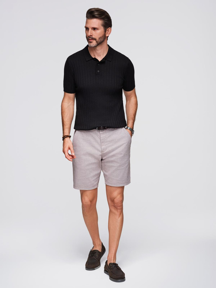 Pánska polokošeľa SLIM FIT z viskózy so zvislými pruhmi - čierna V1 OM-POSS-0143