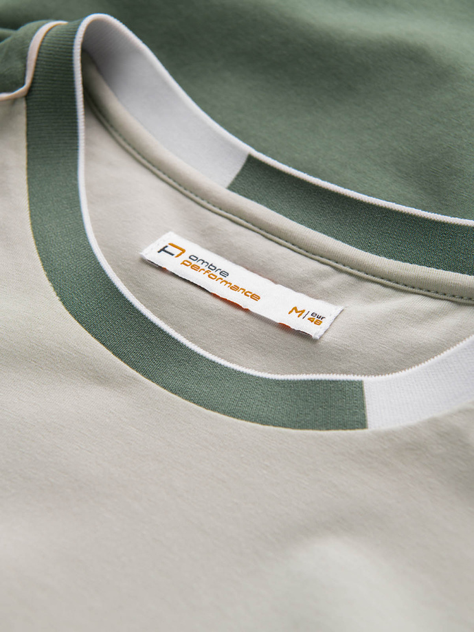 Tricou bărbătesc din elastan cu mâneci colorate - verde V5 OM-TSCT-0176