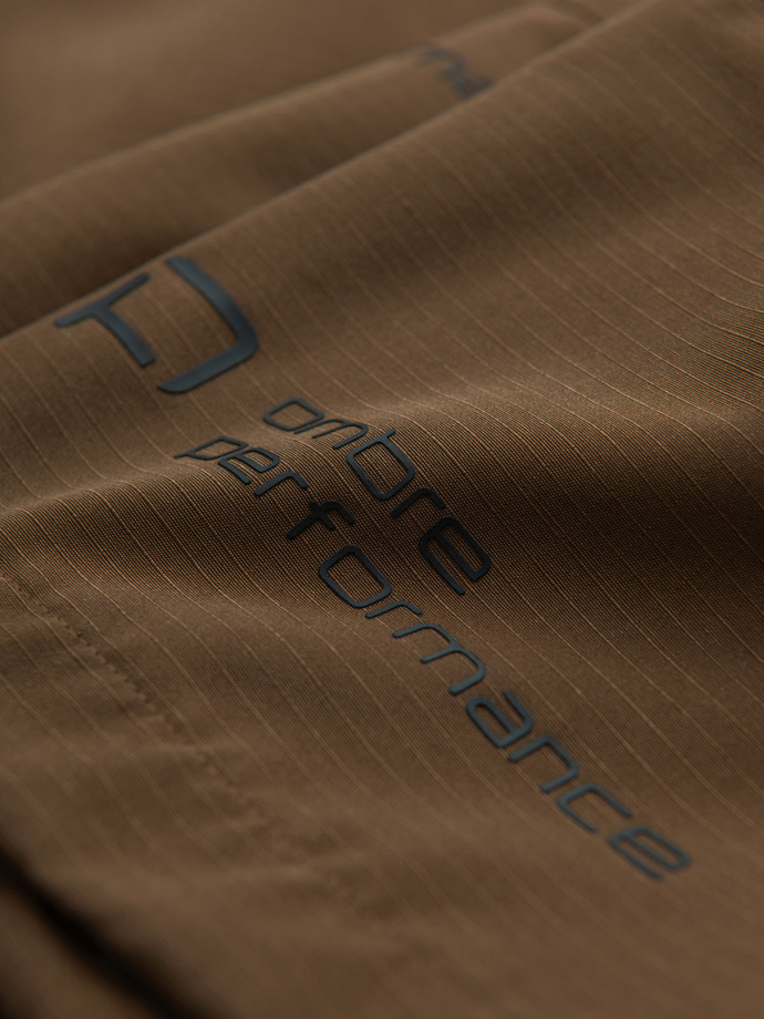 Pánska ľahká bunda s kapucňou - hnedá V2 OM-JANP-0191