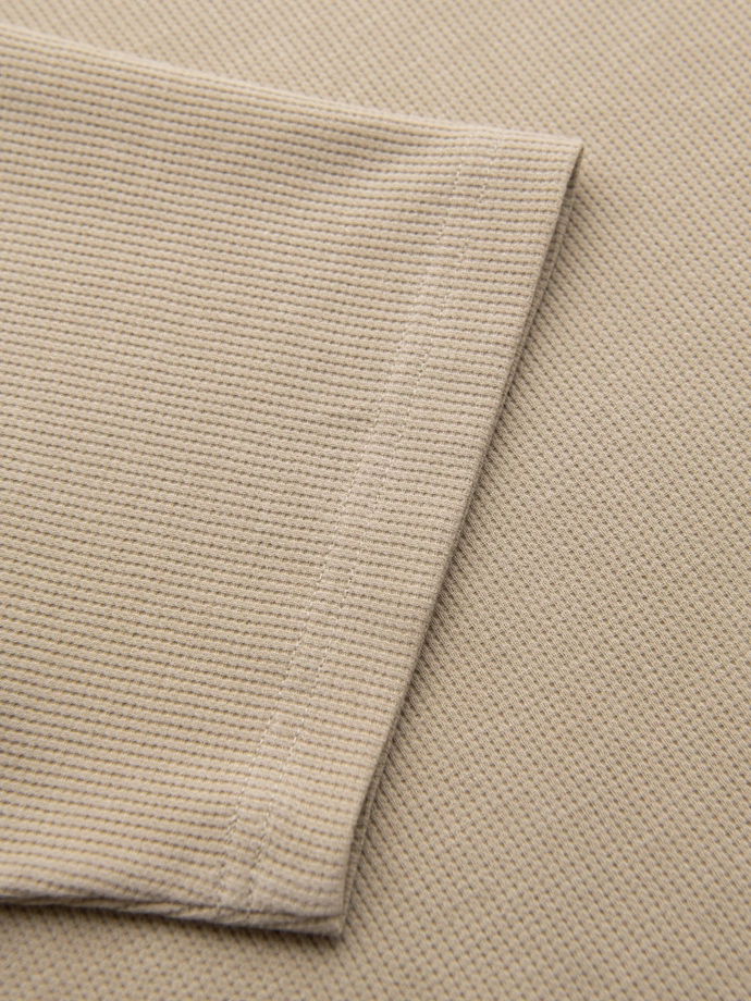 Men's waffle-textured T-shirt with round neckline - sand V2 OM-TSCT-0197