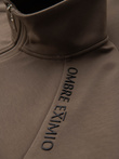 Men's sweatshirt with contrasting print and unbuttoned high collar - grey-brown V3 OM-SSZP-0211