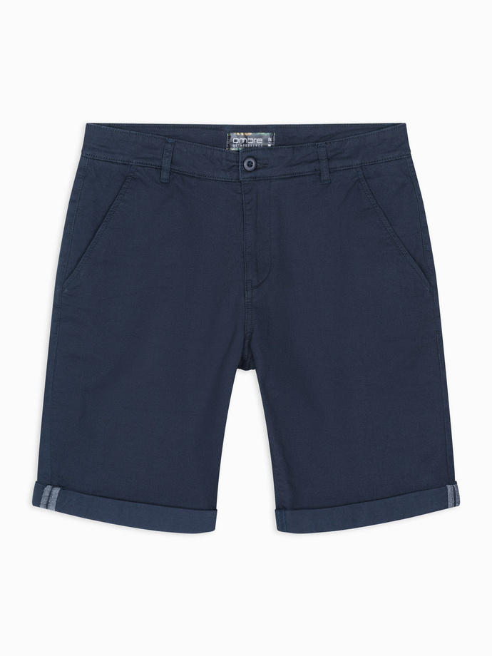 Pantaloni scurți casual pentru bărbați SLIM FIT jacquard knit - albastru marin V1 OM-SRCS-0168