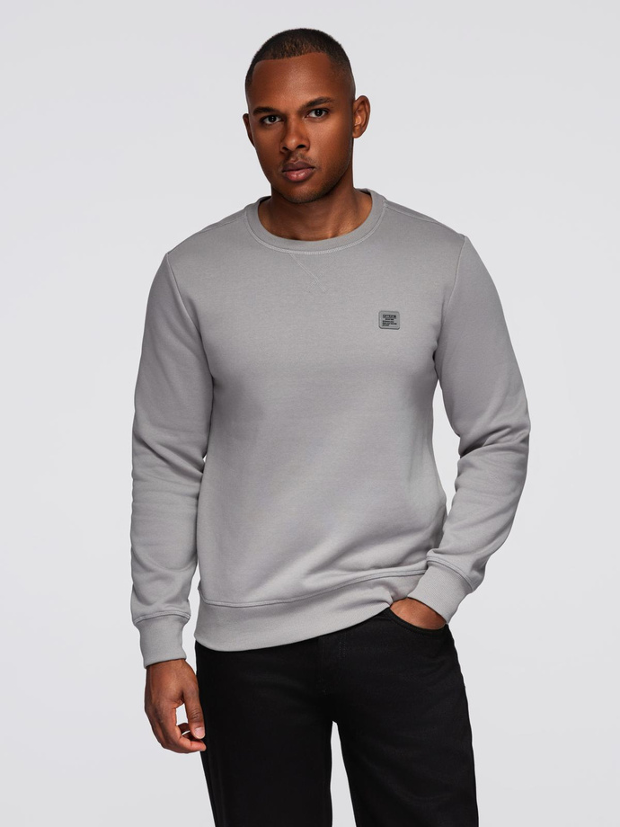Men's classic round neck sweatshirt - grey V4 OM-SSNZ-0243