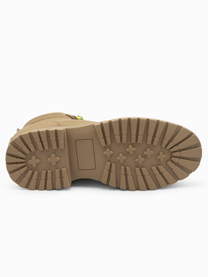 Pánské zimní trekové boty s kontrastními tkaničkami - hnědé V2 OM-FOBO-0132