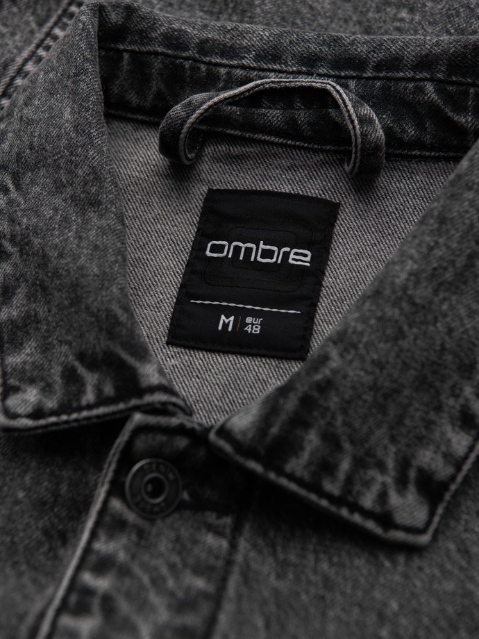 Men's denim katana jacket with washem - graphite V5 OM-JADJ-0219
