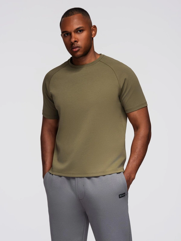 Men's COMFORT FIT T-shirt with raglan sleeves - olive V4 OM-TSCT-0240