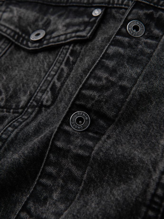 Jachetă denim pentru bărbați katana cu washem - negru V3 OM-JADJ-0219