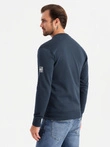 Men's unbuttoned cotton sweatshirt bomber - navy blue V4 OM-SSZP-0215