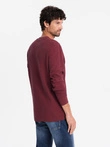 Bluză lungă cu gât cu fermoar din tricot gofre pentru bărbați - maro V2 OM-LSCL-0120