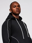 Men's sweatshirt with contrast stitching and hood - black V1 OM-SSNZ-0250