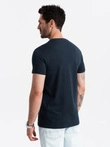 Men's motorcycle style printed t-shirt - navy blue V4 OM-TSPT-0125
