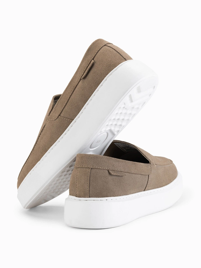 Men's slip on half shoes on thick sole - dark beige V1 OM-FOCS-0152