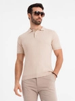 Tricou polo pentru bărbați cu guler cu fermoar - alb V1 OM-POSS-0132