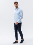 Men's shirt with long sleeves - light blue K609