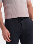 Men's structured knit shorts with chino pockets - navy blue V1 OM-SRCS-0128