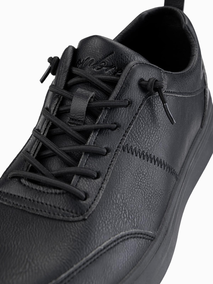 Men's monochromatic sports style shoes with stitching - black V4 OM-FOCS-0159 