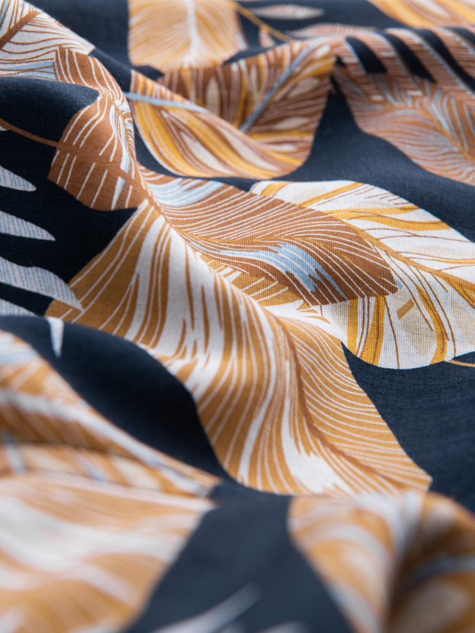 Viscose patterned men's short sleeve shirt - leaves V14 OM-SHPS-0113