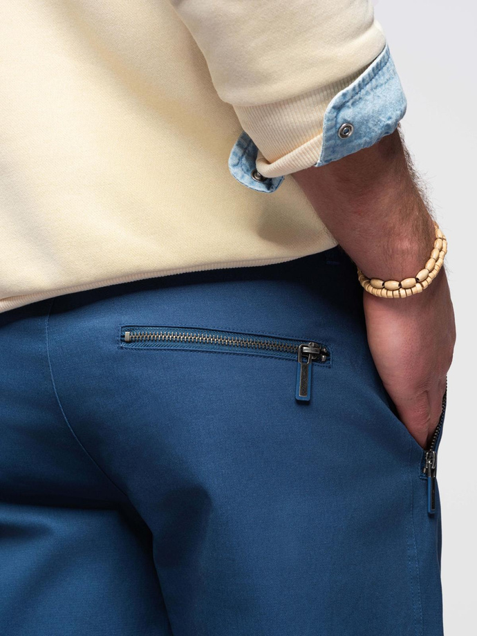 Pantaloni cargo STRAIGHT LEG pentru bărbați cu buzunare cu fermoar - albastru închis V1 OM-PACG-0204
