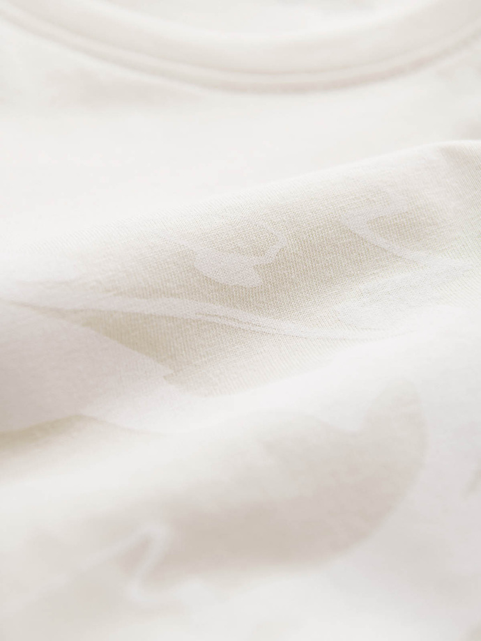 Tricou bărbătesc din bumbac cu modele - crem V7 OM-TSFP-0184