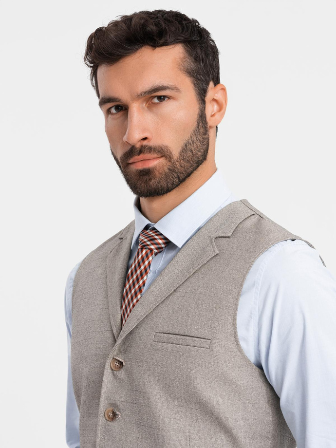 Costum bărbătesc cu guler - bej V3 OM-BLZV-0109