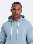 Men's sweatshirt set kangaroo sweatshirt + shorts - blue V7 Z75