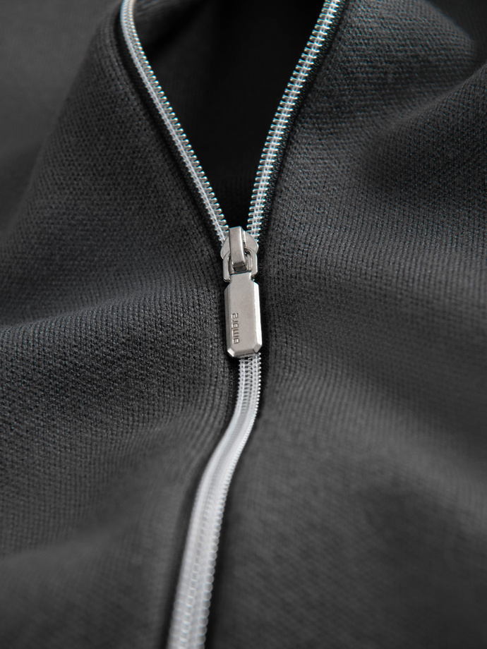 Vyriškas džemperis su užtrauktuku - grafito spalvos V2 OM-SWZS-0146
