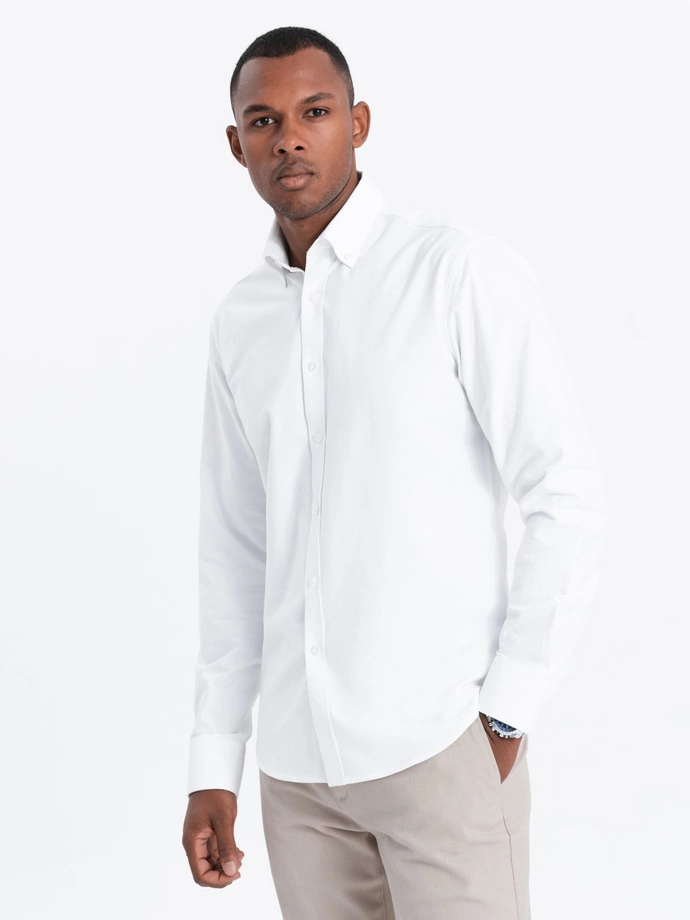 Men's classic cotton oxford REGULAR shirt - white V1 OM-SHOS-0114