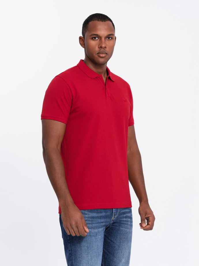 Set tricou polo din bumbac pentru bărbați BASIC - navy/white/red V3 OM-POBS-0133