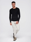 Classic men's sweater with round neckline - black V2 OM-SWBS-0106
