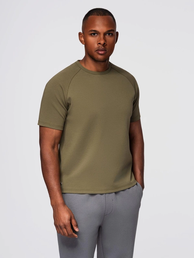 Men's SLIM FIT T-shirt with round neckline and logo - white V1 OM-TSCT-0220