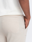 Pantaloni de trening bărbătești din tricot structurat - bej deschis V1 OM-PASK-0211