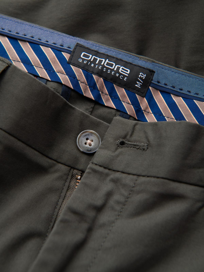 Pánské kalhoty chino REGULAR FIT - khaki V3 OM-PACP-0183
