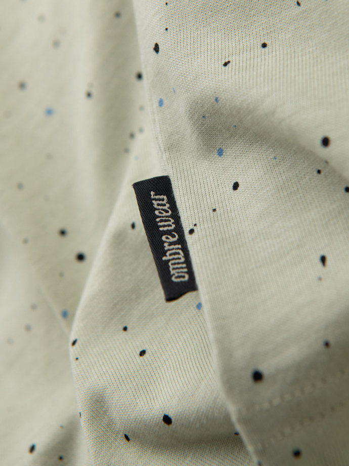 Men's printed cotton T-shirt with round neckline - mint V3 OM-TSFP-0186