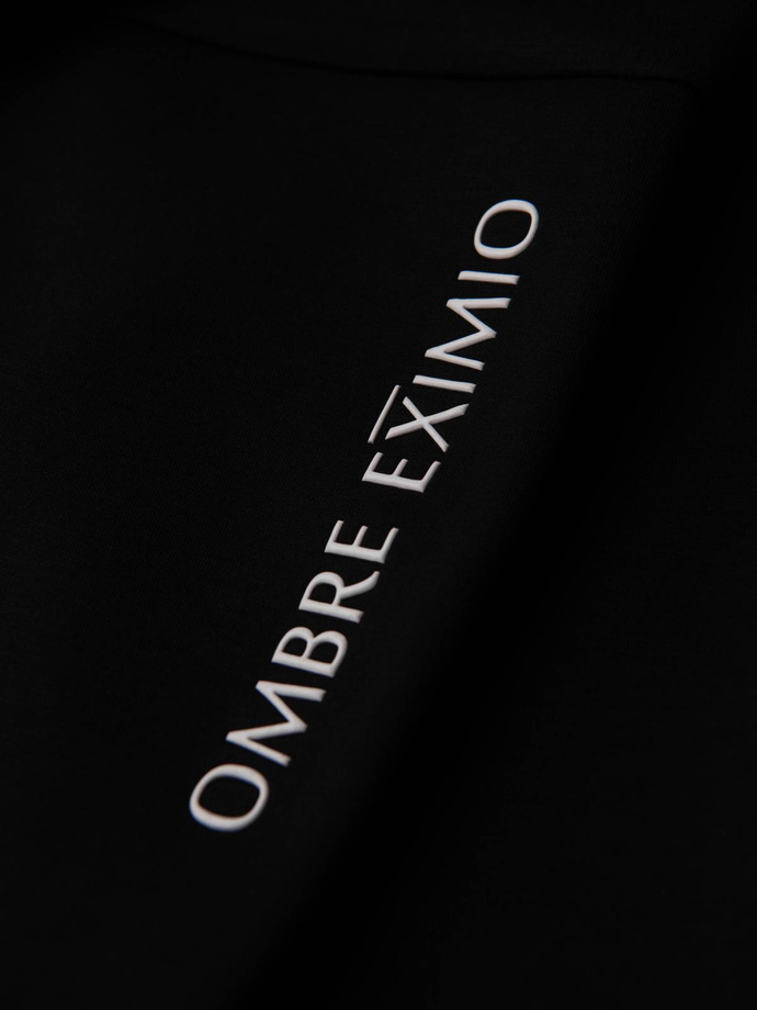 Vyriškos sportinės kelnės su guma ir briaunuotomis kojomis - juodos V1 OM-PASK-0223