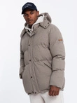 High padded puffer jacket with pattern - brown V1 OM-JAHP-0174