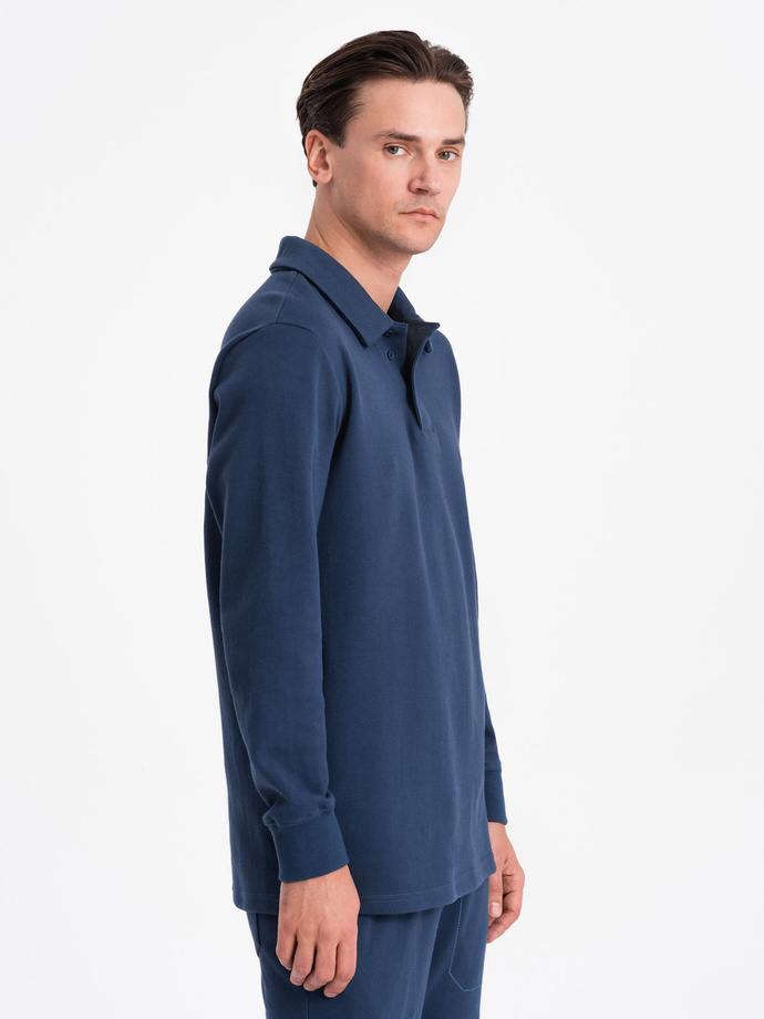 Vyriško sportinio kostiumo komplektas - marškinėliai su polo apykakle + kelnės - tamsiai mėlyna V5 Z71