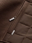 Lightweight unzipped men's jacket with quilted front - brown V3 OM-JANP-0193