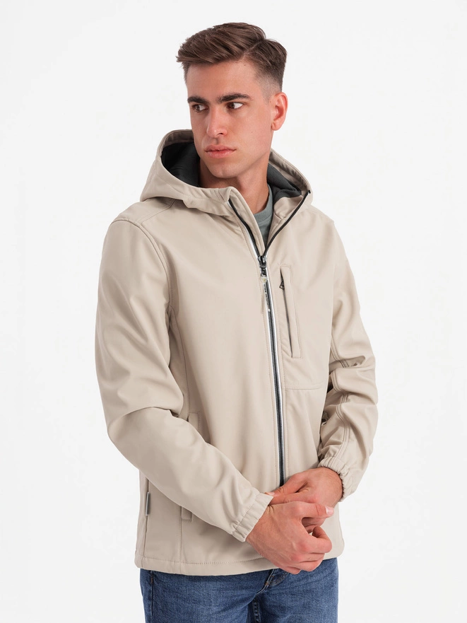 Jachetă bărbătească SOFTSHELL cu centru din fleece - nisip V4 OM-JANP-0137