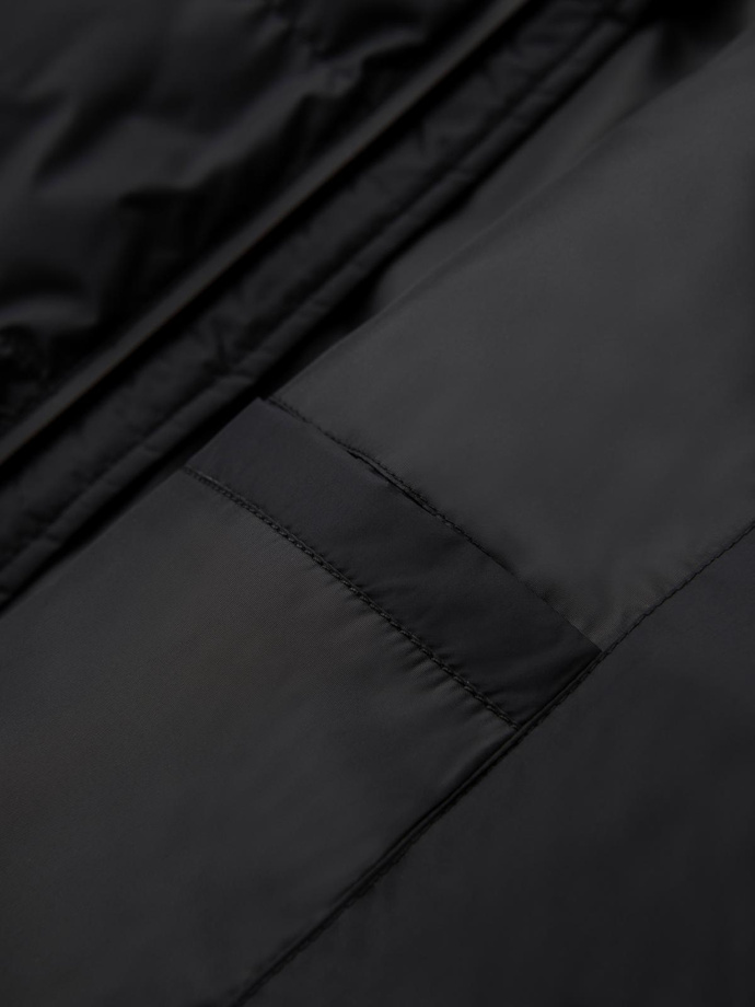 Jachetă izolată matlasată pentru bărbați cu mâneci raglan - negru V4 OM-JAHP-0302