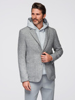Men's checkered blazer with wool - grey V1 OM-BLZB-0117