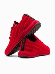 Men's mesh slip-on sneakers shoes - red V2 OM-FOKS-0117