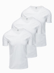 Set of men's cotton V-neck BASIC shirts - 3x white V11 OM-TSBS-0233