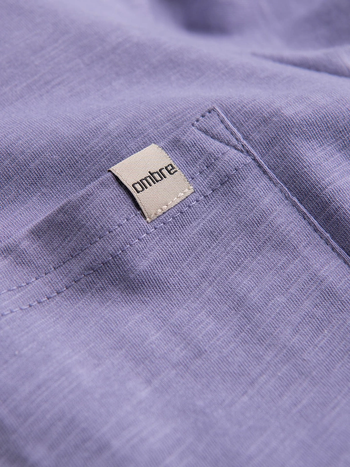 Tricou bărbătesc tricotat cu buzunare aplicate - violet V1 S1621