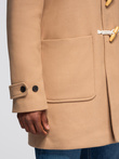 Men's wool and hooded duffle coat - light brown V1 OM-COWC-0131