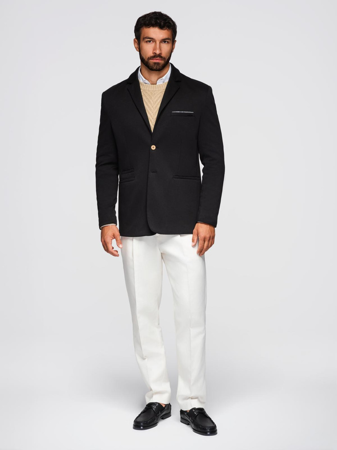 Jachetă tricotată pentru bărbați - negru V5 OM-BLZB-0100