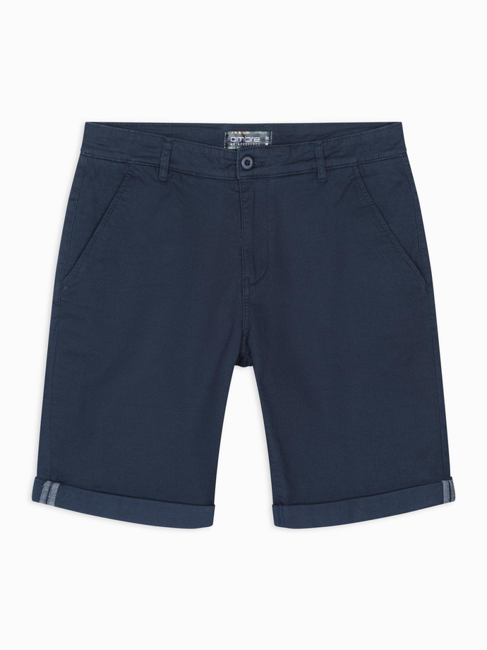 Men's classic chino shorts with rolled up leg - navy blue V10 OM-SRCS-0197