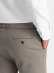 Classic men's chino pants with fine texture - dark beige V1 OM-PACP-0188