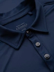 Polo marškinėliai ilgomis rankovėmis su elegantiškomis firminėmis sagomis - tamsiai mėlyni V3 OM-POLS-0139