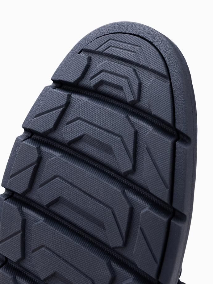 Cizme înalte pentru bărbați Unicolour cu cusături decorative - albastru marin V4 OM-FOBO-0133